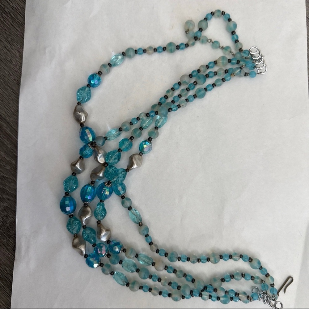 German Stamped Blue Necklace